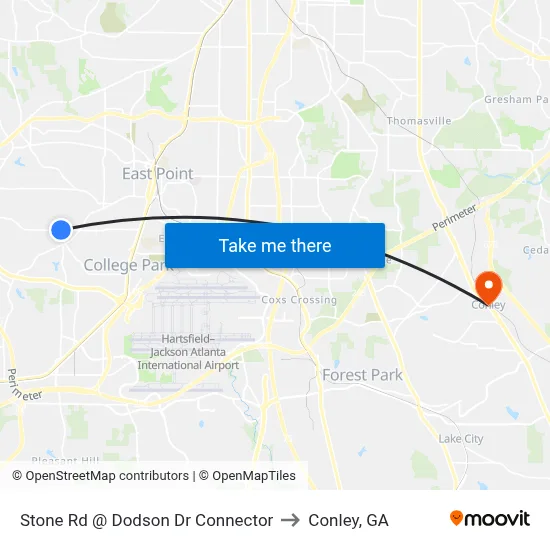 Stone Rd @ Dodson Dr Connector to Conley, GA map