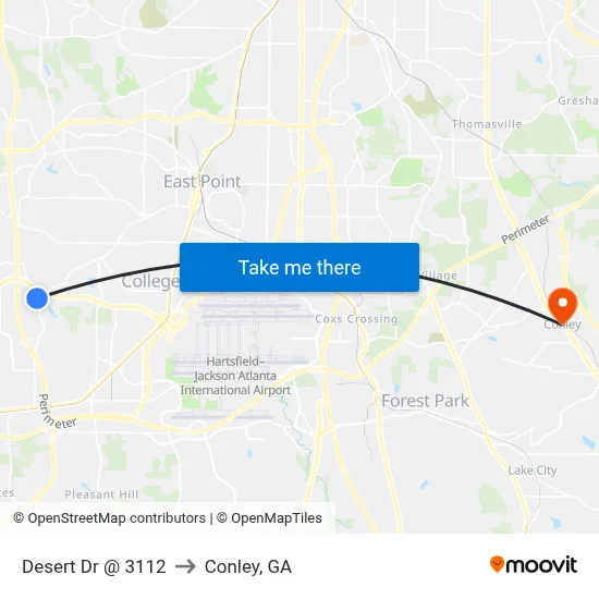 Desert Dr @ 3112 to Conley, GA map