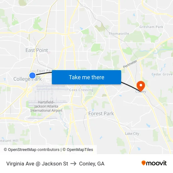 Virginia Ave @ Jackson St to Conley, GA map