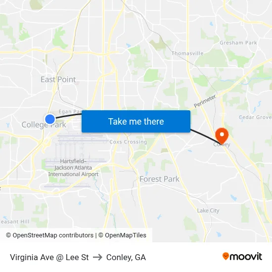 Virginia Ave @ Lee St to Conley, GA map
