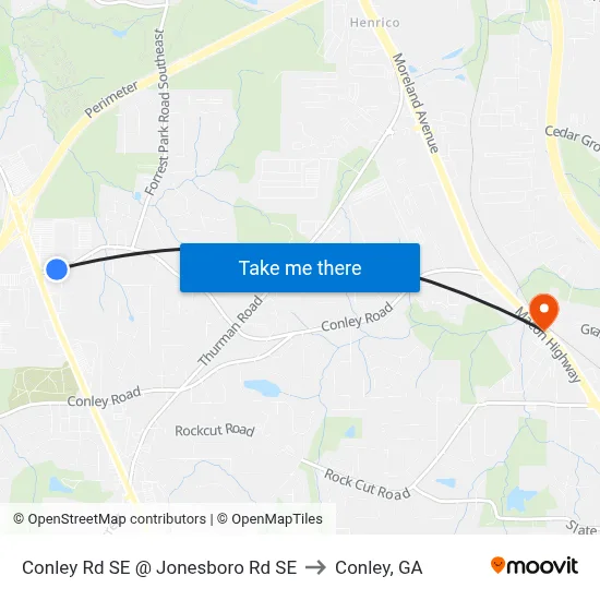 Conley Rd SE @ Jonesboro Rd SE to Conley, GA map