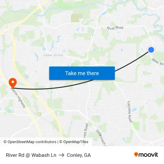 River Rd @ Wabash Ln to Conley, GA map
