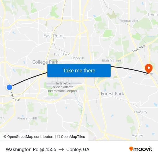 Washington Rd @ 4555 to Conley, GA map