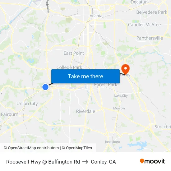 Roosevelt Hwy @ Buffington Rd to Conley, GA map