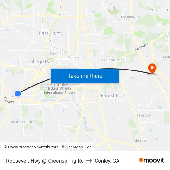 Roosevelt Hwy @ Greenspring Rd to Conley, GA map
