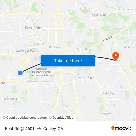Best Rd @ 4601 to Conley, GA map