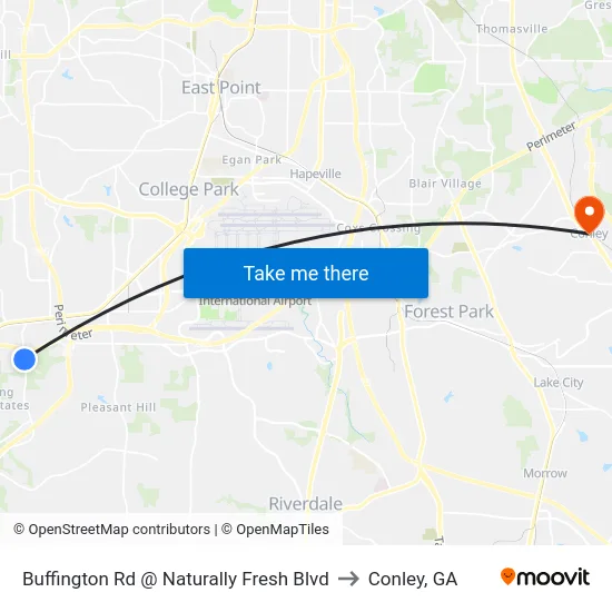 Buffington Rd @ Naturally Fresh Blvd to Conley, GA map
