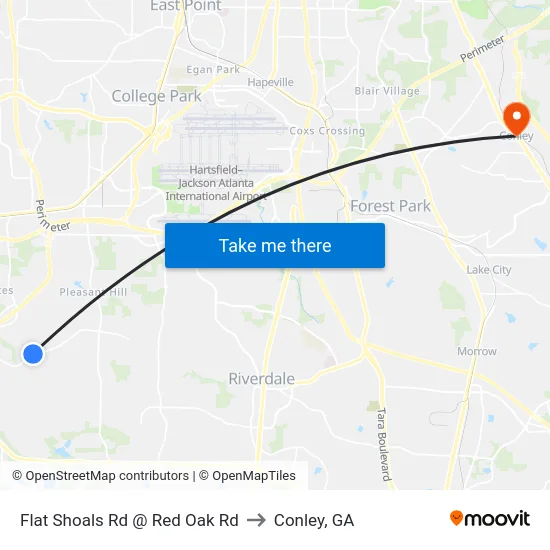 Flat Shoals Rd @ Red Oak Rd to Conley, GA map