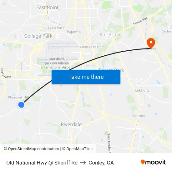 Old National Hwy @ Sheriff Rd to Conley, GA map
