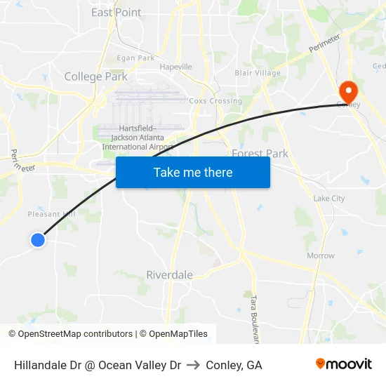 Hillandale Dr @ Ocean Valley Dr to Conley, GA map