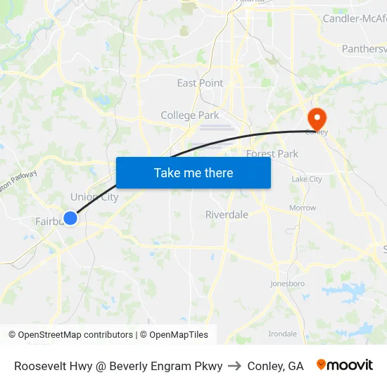 Roosevelt Hwy @ Beverly Engram Pkwy to Conley, GA map