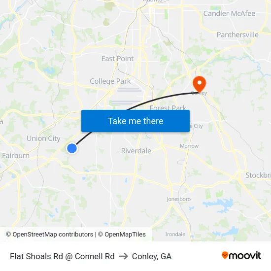 Flat Shoals Rd @ Connell Rd to Conley, GA map