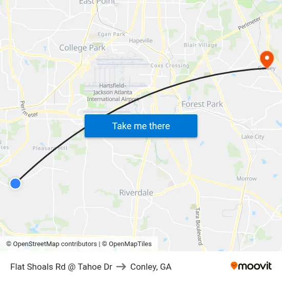Flat Shoals Rd @ Tahoe Dr to Conley, GA map