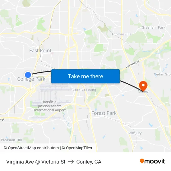 Virginia Ave @ Victoria St to Conley, GA map