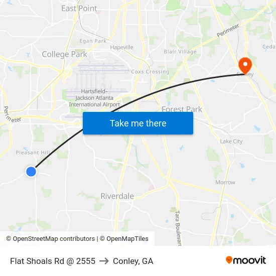Flat Shoals Rd @ 2555 to Conley, GA map