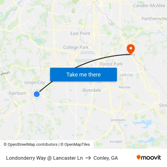 Londonderry Way @ Lancaster Ln to Conley, GA map