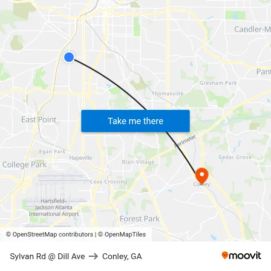 Sylvan Rd @ Dill Ave to Conley, GA map