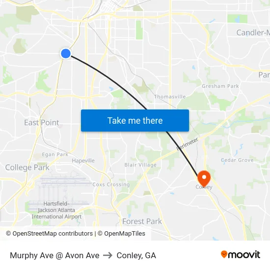 Murphy Ave @ Avon Ave to Conley, GA map