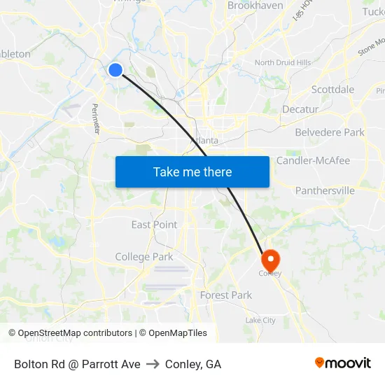 Bolton Rd @ Parrott Ave to Conley, GA map
