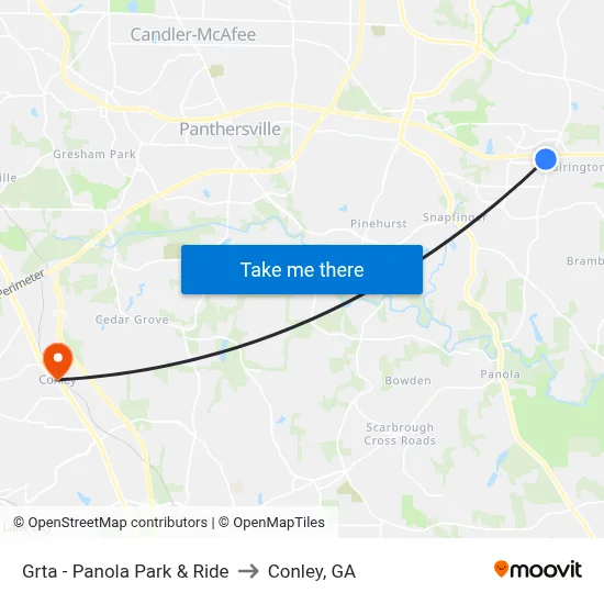 Grta - Panola Park & Ride to Conley, GA map