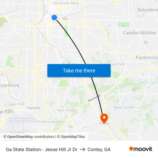 Ga State Station - Jesse Hill Jr Dr to Conley, GA map