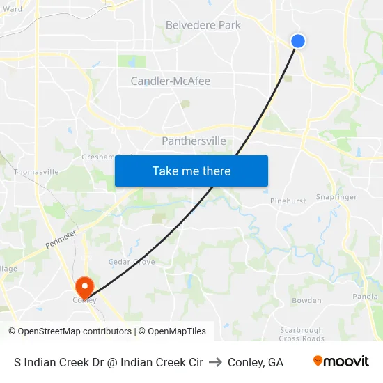 S Indian Creek Dr @ Indian Creek Cir to Conley, GA map