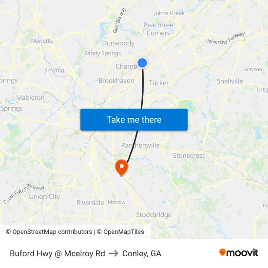 Buford Hwy @ Mcelroy Rd to Conley, GA map