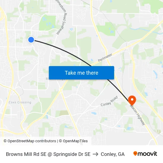 Browns Mill Rd SE @ Springside Dr SE to Conley, GA map