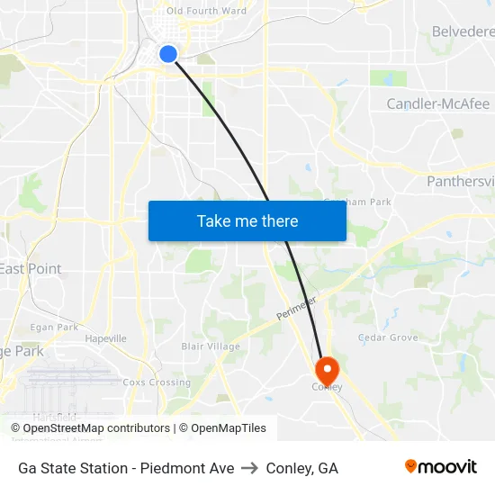 Ga State Station - Piedmont Ave to Conley, GA map