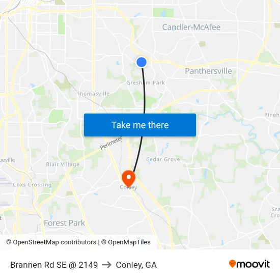 Brannen Rd SE @ 2149 to Conley, GA map