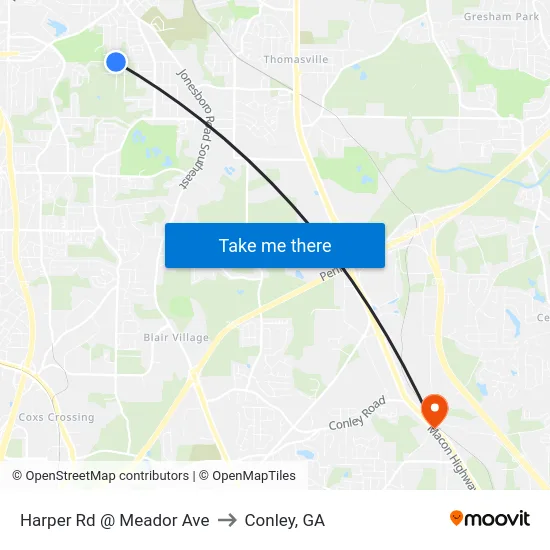 Harper Rd @ Meador Ave to Conley, GA map