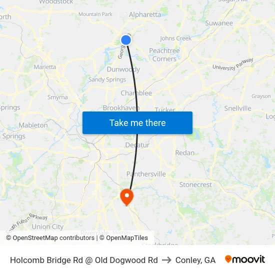 Holcomb Bridge Rd @ Old Dogwood Rd to Conley, GA map