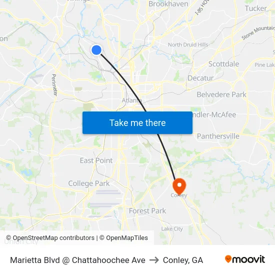 Marietta Blvd @ Chattahoochee Ave to Conley, GA map