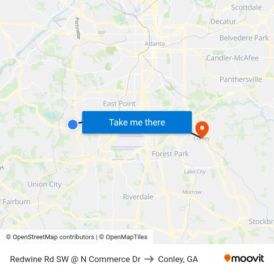 Redwine Rd SW @ N Commerce Dr to Conley, GA map