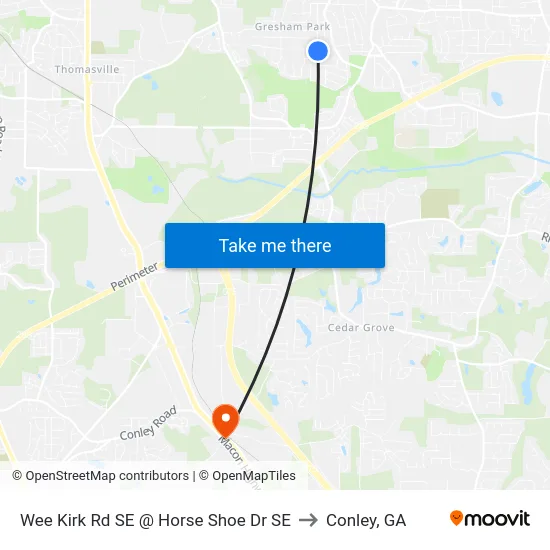 Wee Kirk Rd SE @ Horse Shoe Dr SE to Conley, GA map