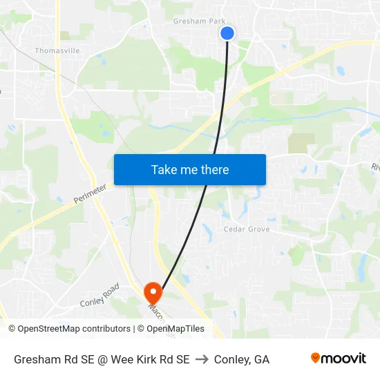 Gresham Rd SE @ Wee Kirk Rd SE to Conley, GA map