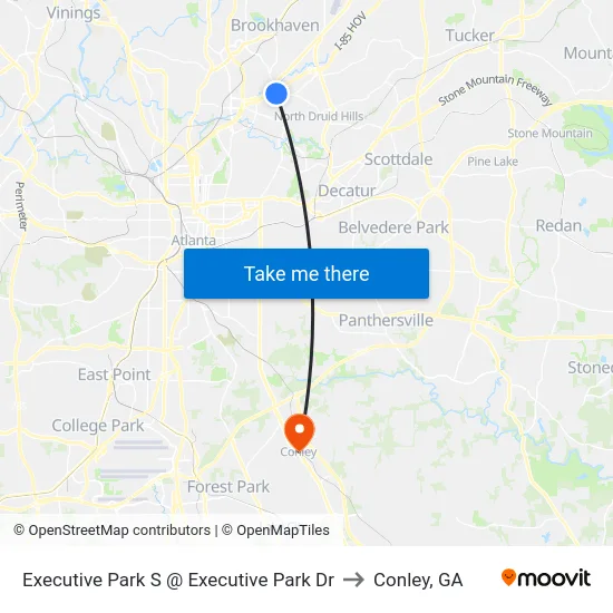 Executive Park S @ Executive Park Dr to Conley, GA map