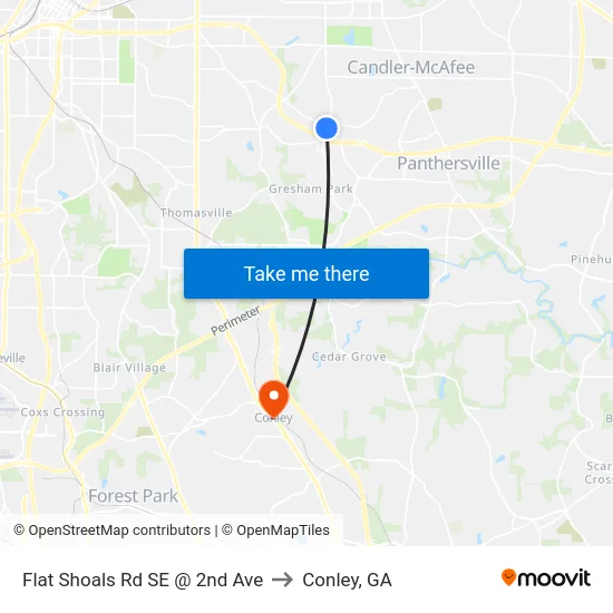 Flat Shoals Rd SE @ 2nd Ave to Conley, GA map