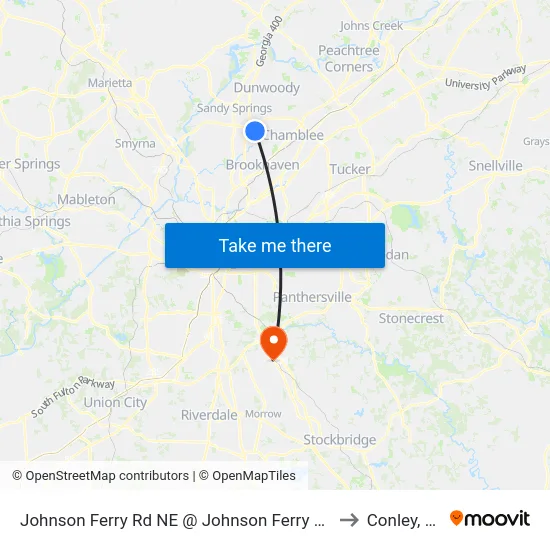 Johnson Ferry Rd NE @ Johnson Ferry Pkwy to Conley, GA map