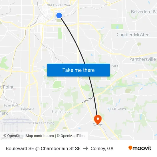 Boulevard SE @ Chamberlain St SE to Conley, GA map
