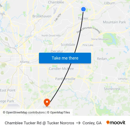 Chamblee Tucker Rd @ Tucker Norcros to Conley, GA map