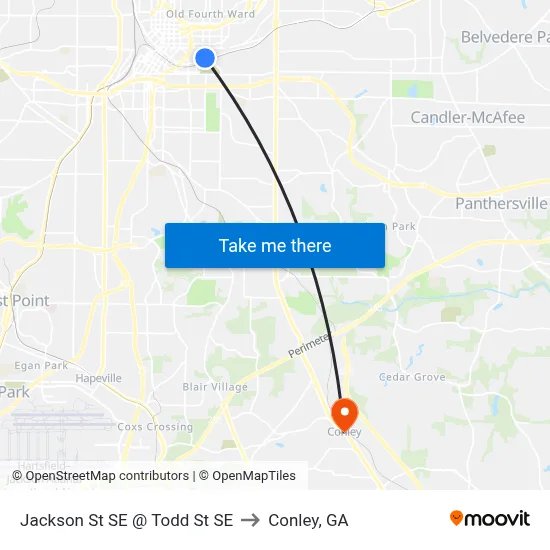 Jackson St SE @ Todd St SE to Conley, GA map