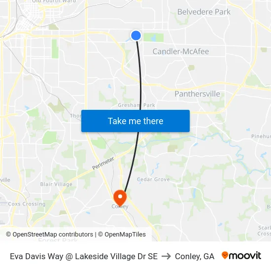 Eva Davis Way @ Lakeside Village Dr SE to Conley, GA map