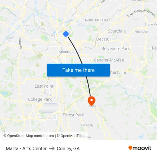 Marta - Arts Center to Conley, GA map