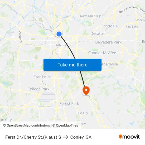 Ferst Dr./Cherry St.(Klaus) S to Conley, GA map