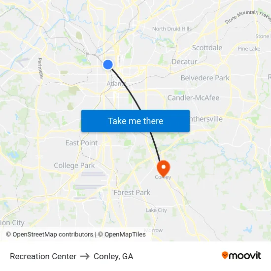 Recreation Center to Conley, GA map