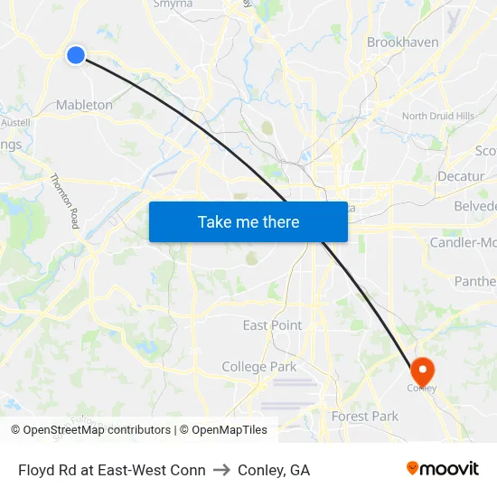 Floyd Rd at East-West Conn to Conley, GA map