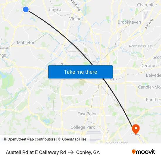 Austell Rd at E Callaway Rd to Conley, GA map