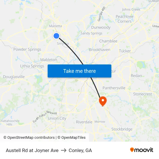 Austell Rd at Joyner Ave to Conley, GA map