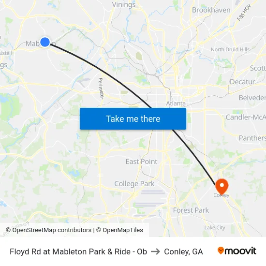 Floyd Rd at Mableton Park & Ride - Ob to Conley, GA map